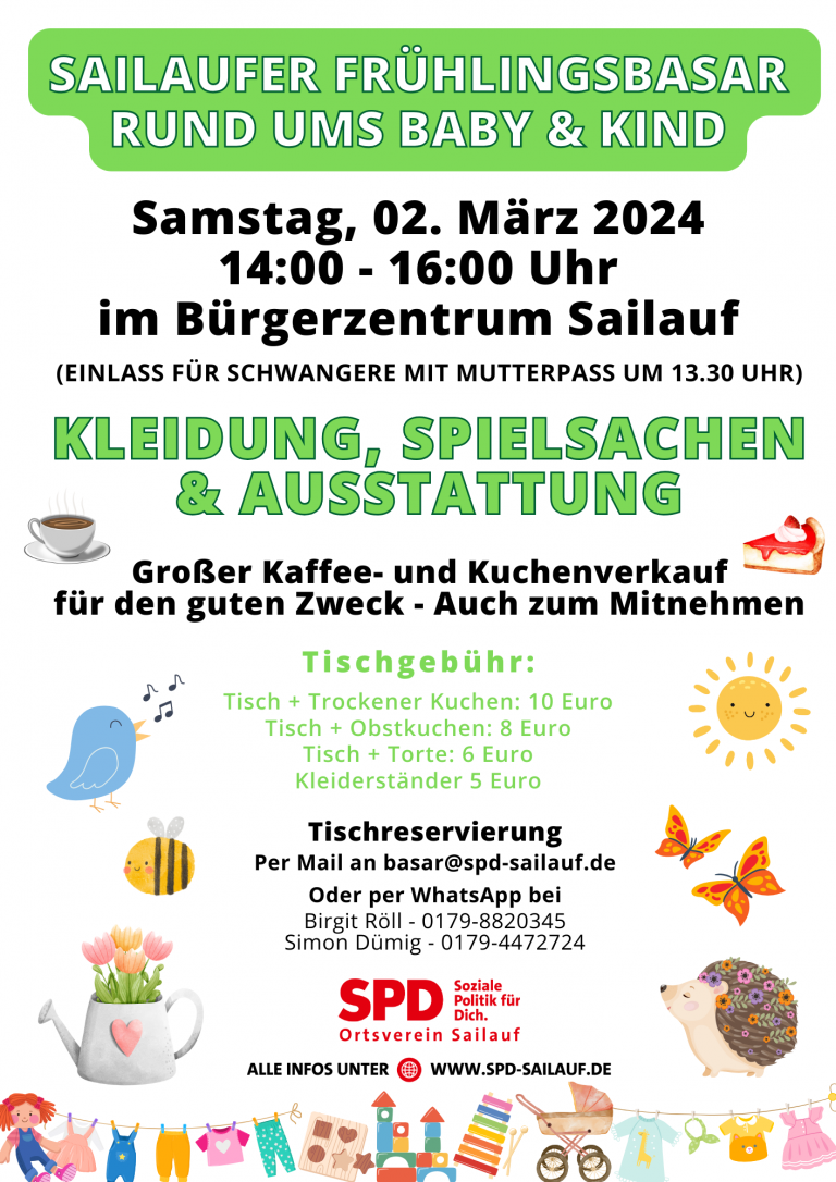 Plakat Sailaufer Frühlingsbasar am 02. März 2024